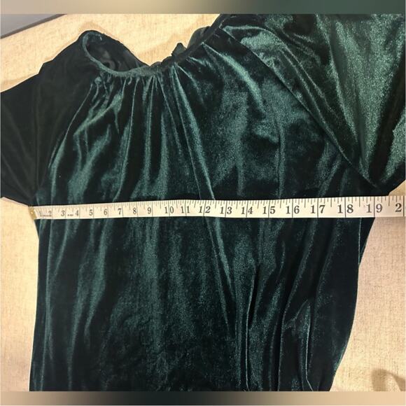 Draper James Green Velvet Bow Back Long Sleeve Dress L - Picture 12 of 12